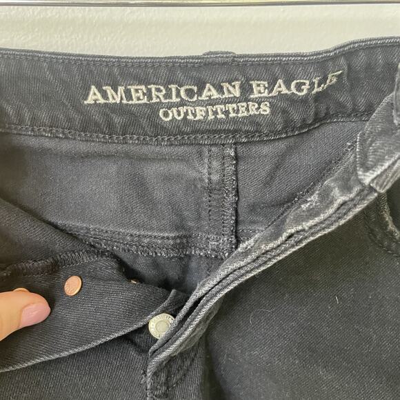 American Eagle Skirt Womens Size 6‎ Black Denim Mini Pockets Distressed Casual - Picture 3 of 8
